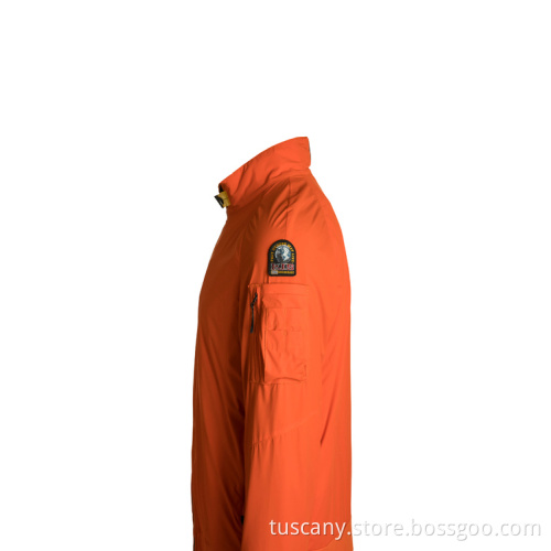 Orange Zip Type Bomber Quilted Jacket for Men